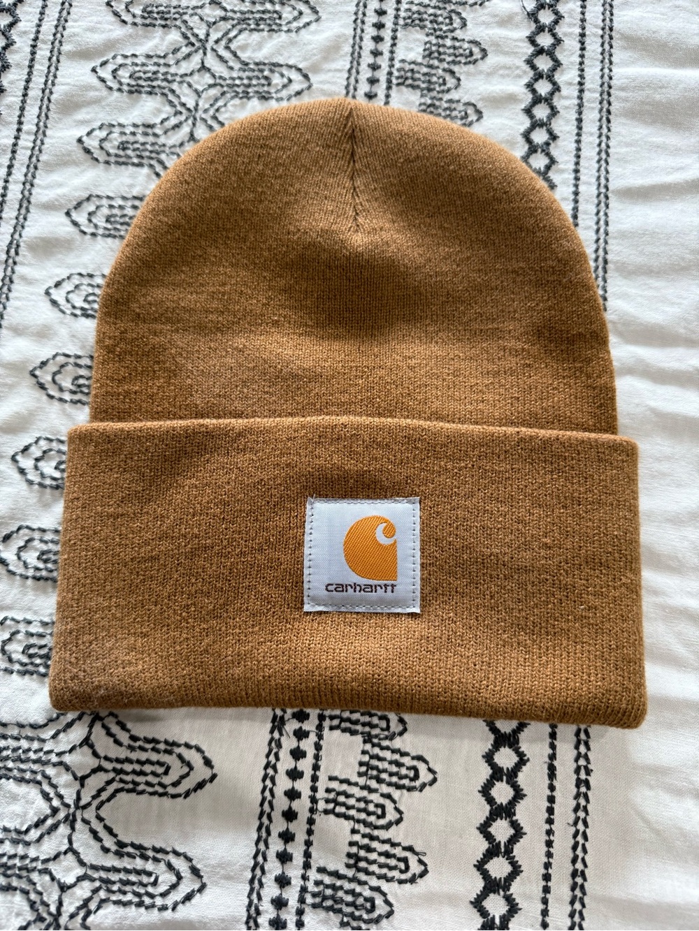 Carhartt Classic Cuffed Beanie in Carhartt Brown with Logo Patch